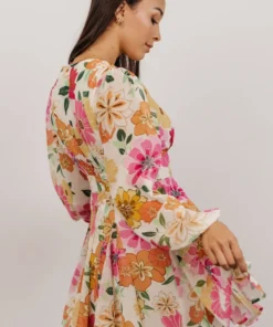 FT Dresses Kinz Blouson Sleeve Mini Dress | Ivory Multi Floral