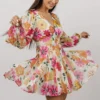 FT Dresses Kinz Blouson Sleeve Mini Dress | Ivory Multi Floral