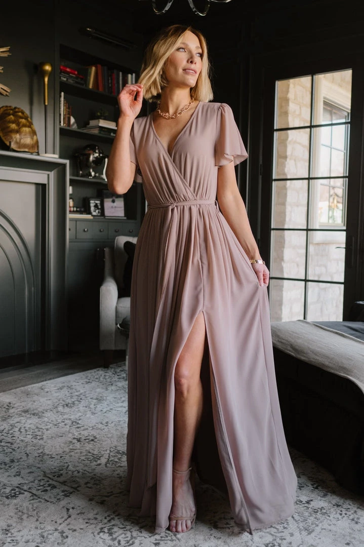 Kristina Maxi Dress | Taupe 1 Kristina Maxi Dress | Taupe