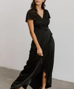 BB Custom Krystal Satin Wrap Gown | Black 17 BB Custom Krystal Satin Wrap Gown | Black