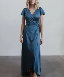 BB Custom Krystal Satin Wrap Gown | Blue Dresses 27 BB Custom Krystal Satin Wrap Gown | Blue Dresses