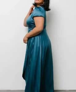 BB Custom Krystal Satin Wrap Gown | Blue Dresses 22 BB Custom Krystal Satin Wrap Gown | Blue Dresses