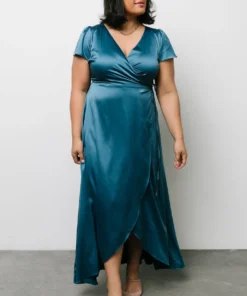 BB Custom Krystal Satin Wrap Gown | Blue Dresses