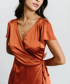 BB Custom Krystal Satin Wrap Gown | Copper Dresses 26 BB Custom Krystal Satin Wrap Gown | Copper Dresses