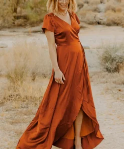 BB Custom Krystal Satin Wrap Gown | Copper Dresses 38 BB Custom Krystal Satin Wrap Gown | Copper Dresses