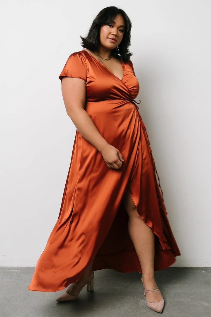 BB Custom Krystal Satin Wrap Gown | Copper Dresses 12 BB Custom Krystal Satin Wrap Gown | Copper Dresses