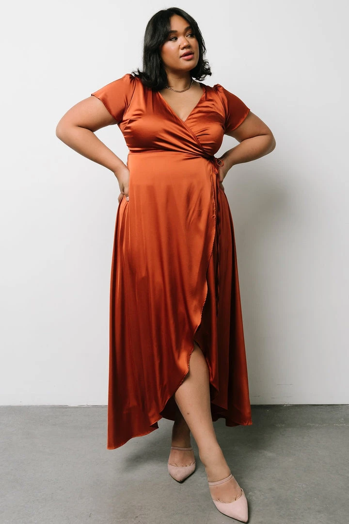 BB Custom Krystal Satin Wrap Gown | Copper Dresses 6 BB Custom Krystal Satin Wrap Gown | Copper Dresses