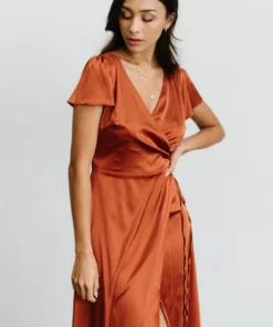 BB Custom Krystal Satin Wrap Gown | Copper Dresses 34 BB Custom Krystal Satin Wrap Gown | Copper Dresses