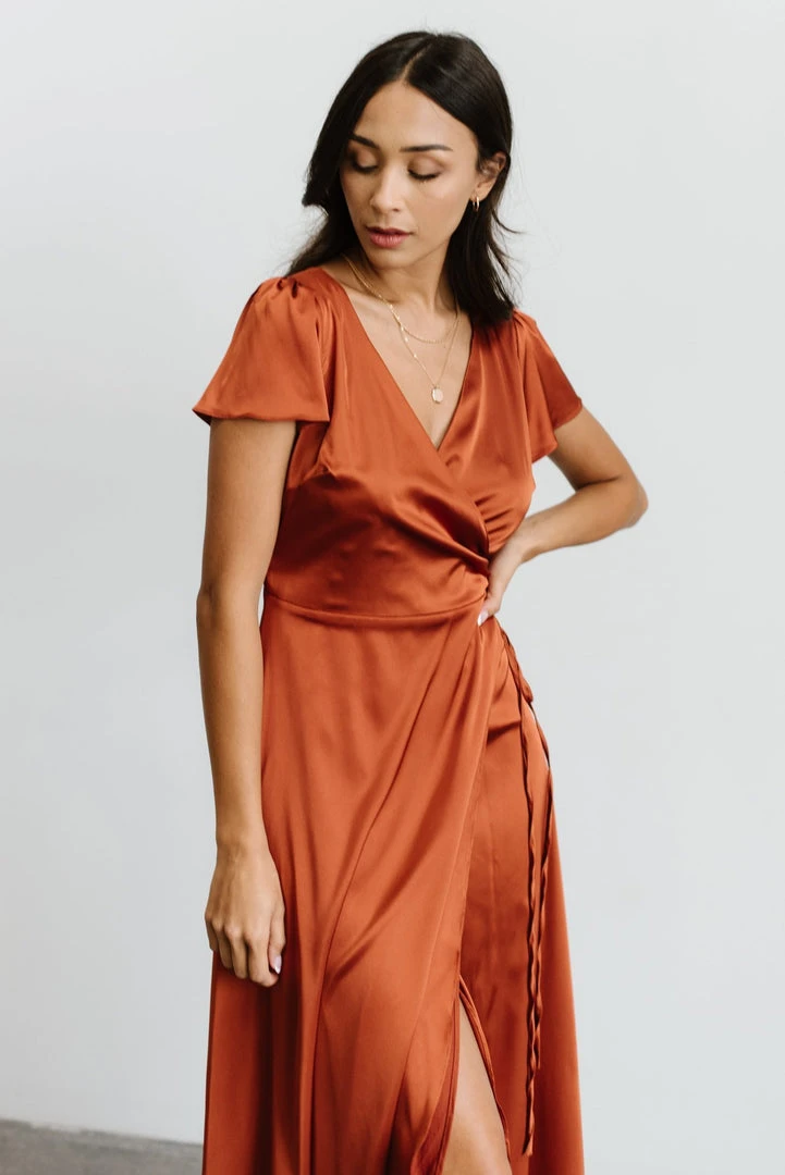 BB Custom Krystal Satin Wrap Gown | Copper Dresses 15 BB Custom Krystal Satin Wrap Gown | Copper Dresses