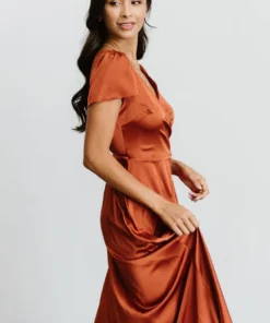 BB Custom Krystal Satin Wrap Gown | Copper Dresses 30 BB Custom Krystal Satin Wrap Gown | Copper Dresses