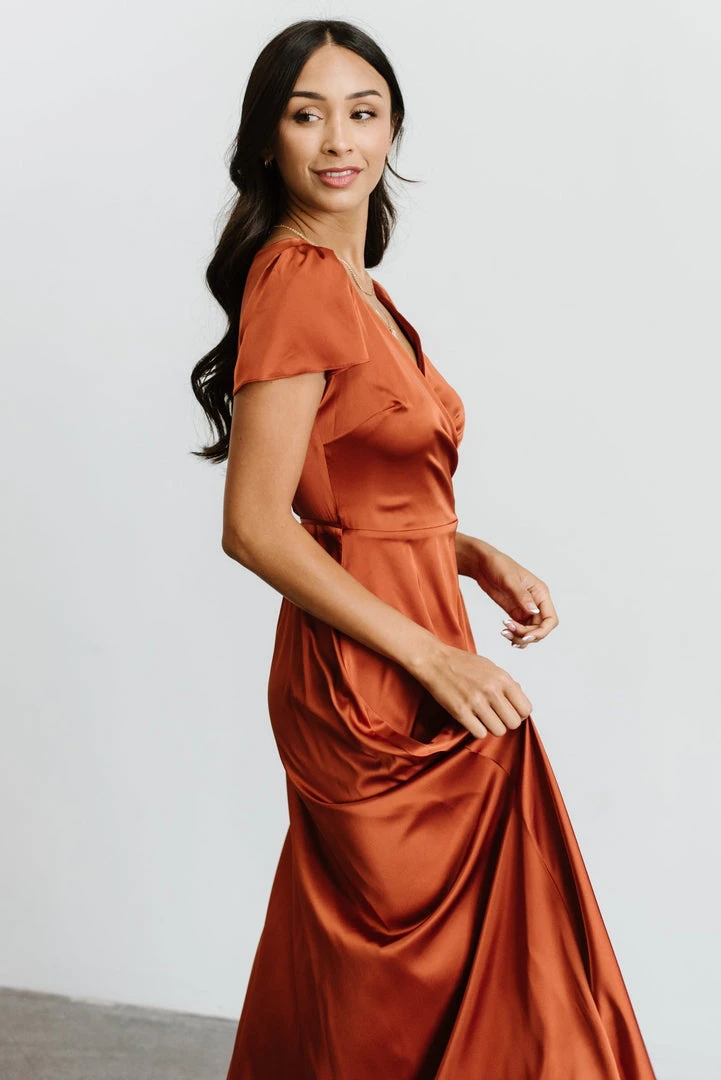 BB Custom Krystal Satin Wrap Gown | Copper Dresses 11 BB Custom Krystal Satin Wrap Gown | Copper Dresses