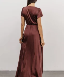 BB Custom Krystal Satin Wrap Gown | Dark Clove Dresses