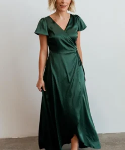 BB Custom Dresses Krystal Satin Wrap Gown | Green