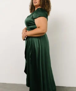 BB Custom Dresses Krystal Satin Wrap Gown | Green