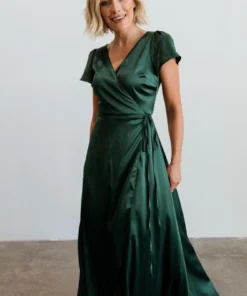 BB Custom Dresses Krystal Satin Wrap Gown | Green