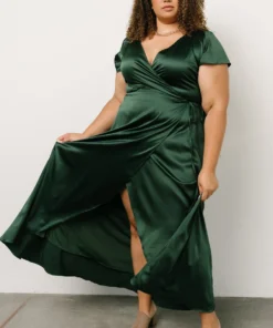 BB Custom Dresses Krystal Satin Wrap Gown | Green