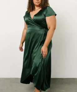 BB Custom Dresses Krystal Satin Wrap Gown | Green