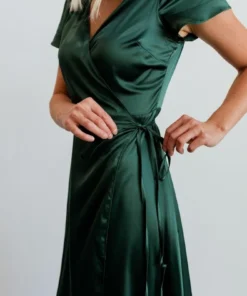 BB Custom Dresses Krystal Satin Wrap Gown | Green
