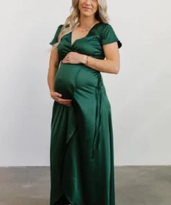 BB Custom Dresses Krystal Satin Wrap Gown | Green