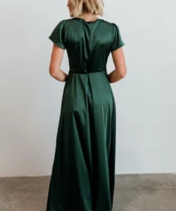 BB Custom Dresses Krystal Satin Wrap Gown | Green