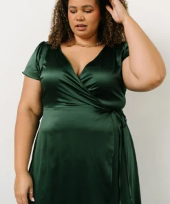 BB Custom Dresses Krystal Satin Wrap Gown | Green