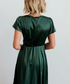 BB Custom Dresses Krystal Satin Wrap Gown | Green