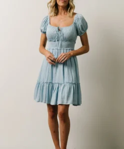 IL Labelle Swiss Dot Mini Dress | Sky Blue