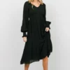 IL Lainey Smocked Dotted Midi Dress | Black