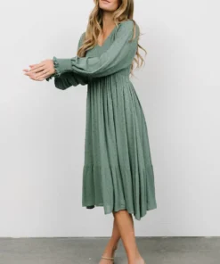 IL Lainey Smocked Dotted Midi Dress | Dark Sage Dresses 16 IL Lainey Smocked Dotted Midi Dress | Dark Sage Dresses