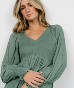 IL Lainey Smocked Dotted Midi Dress | Dark Sage Dresses 15 IL Lainey Smocked Dotted Midi Dress | Dark Sage Dresses