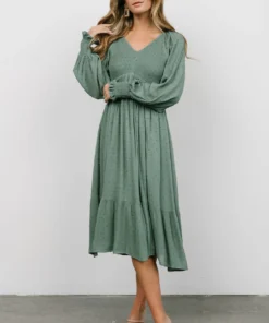 IL Lainey Smocked Dotted Midi Dress | Dark Sage Dresses 14 IL Lainey Smocked Dotted Midi Dress | Dark Sage Dresses