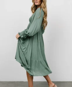 IL Lainey Smocked Dotted Midi Dress | Dark Sage Dresses 12 IL Lainey Smocked Dotted Midi Dress | Dark Sage Dresses