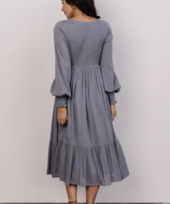 IL Lainey Smocked Dotted Midi Dress | Dusty Blue Dresses 9 IL Lainey Smocked Dotted Midi Dress | Dusty Blue Dresses