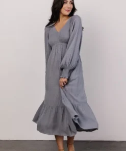 IL Lainey Smocked Dotted Midi Dress | Dusty Blue Dresses 11 IL Lainey Smocked Dotted Midi Dress | Dusty Blue Dresses