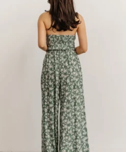 KM Lana Halter Jumpsuit | Green Floral Boho