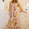BB Custom Dresses Larissa Maxi Dress | Berry And Golden Floral