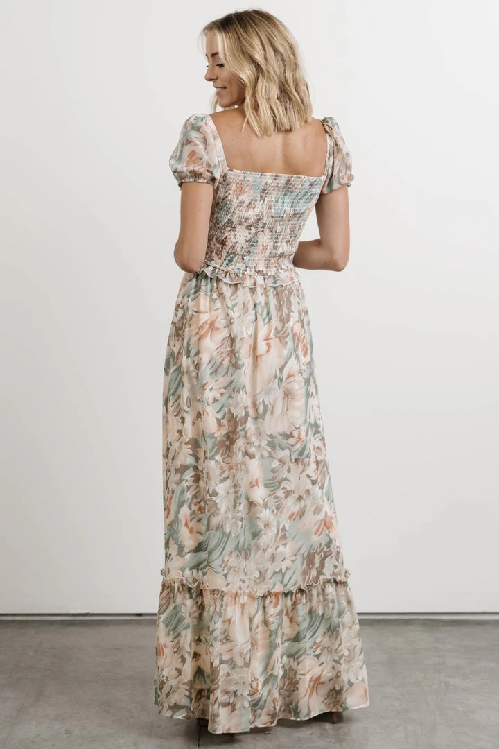 BB Custom Dresses Larissa Maxi Dress | Peach And Sage Floral 4 BB Custom Dresses Larissa Maxi Dress | Peach And Sage Floral