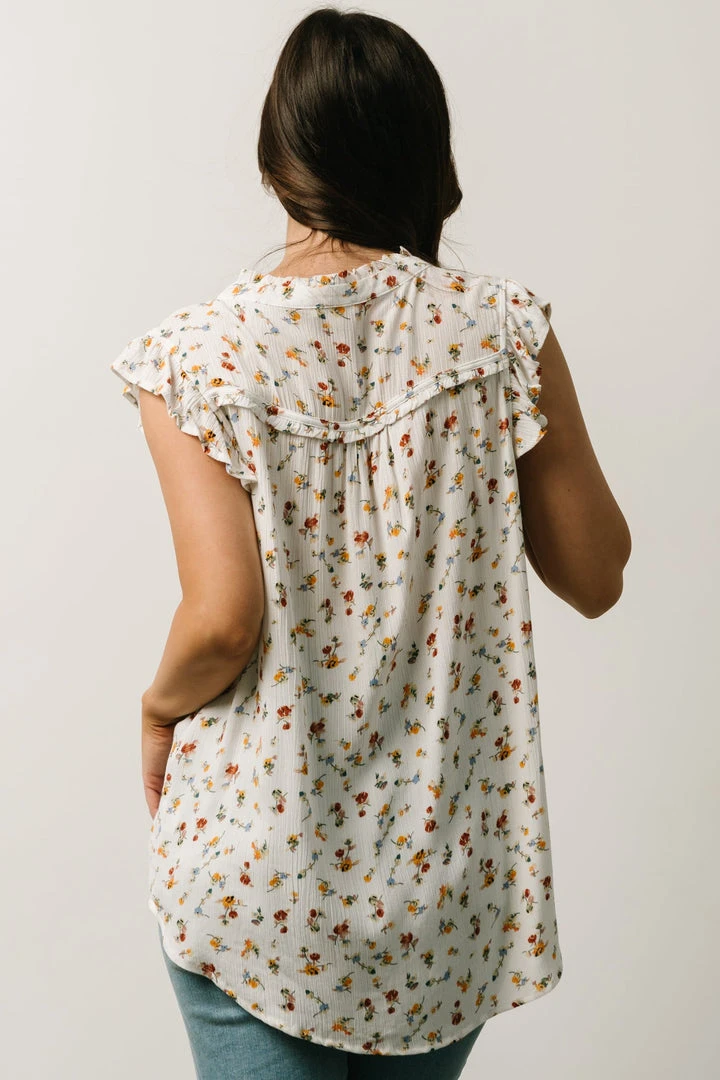 KA Lars Top | White Multi Floral Tops 5 KA Lars Top | White Multi Floral Tops