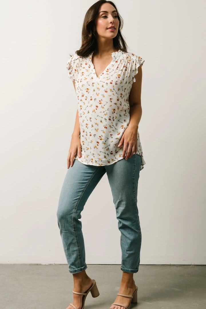 KA Lars Top | White Multi Floral Tops 2 KA Lars Top | White Multi Floral Tops
