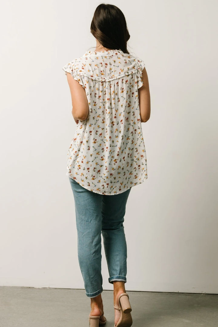KA Lars Top | White Multi Floral Tops 6 KA Lars Top | White Multi Floral Tops