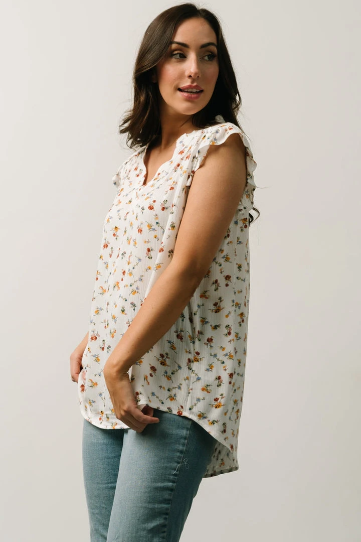 KA Lars Top | White Multi Floral Tops 1 KA Lars Top | White Multi Floral Tops