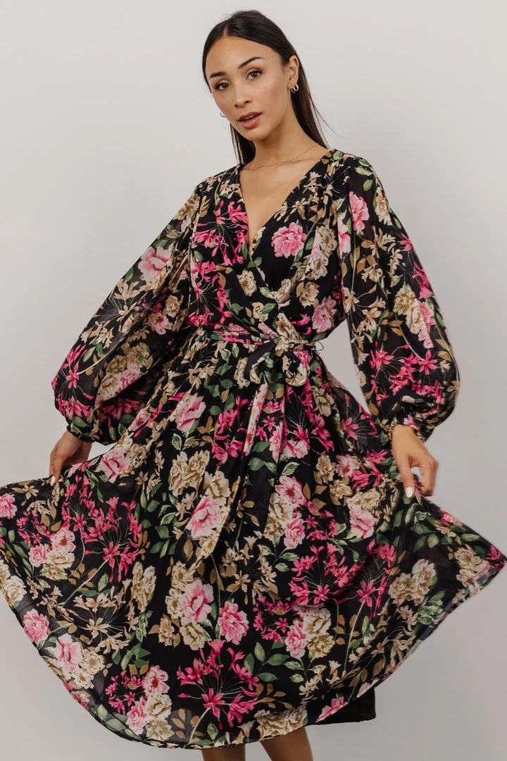 FT Dresses Laurie Midi Dress | Black Floral 4 FT Dresses Laurie Midi Dress | Black Floral