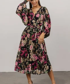 FT Dresses Laurie Midi Dress | Black Floral