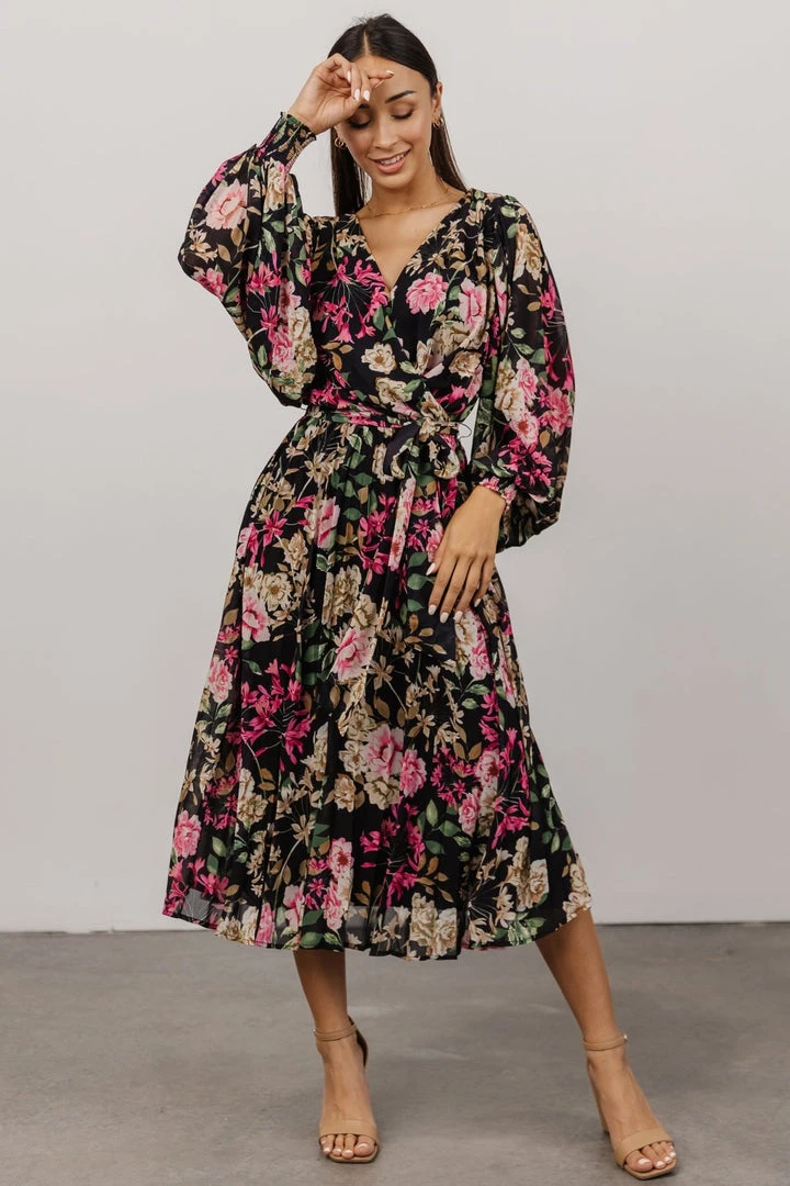 FT Dresses Laurie Midi Dress | Black Floral 1 FT Dresses Laurie Midi Dress | Black Floral