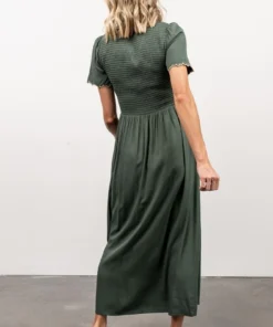 POL Leeds Smocked Maxi Dress | Green