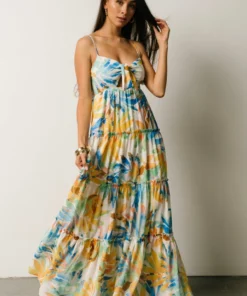 FT Leighton Front Tie Maxi Dress | Multi Floral Dresses