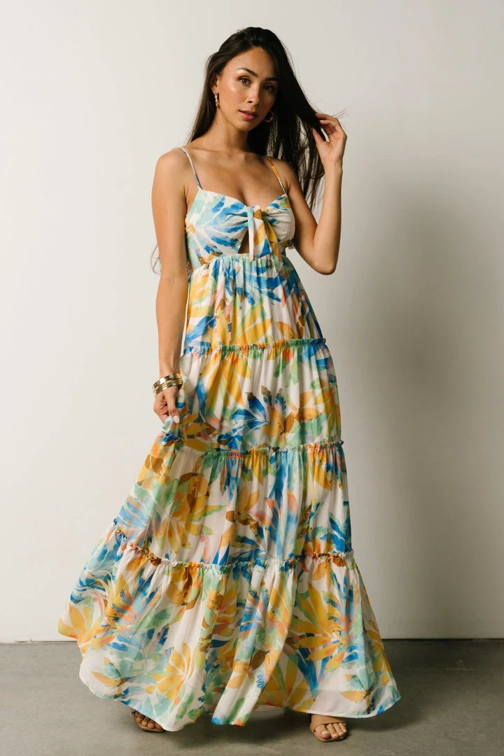 FT Leighton Front Tie Maxi Dress | Multi Floral Dresses 1 FT Leighton Front Tie Maxi Dress | Multi Floral Dresses