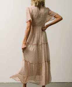 Leilani Tiered Midi Dress | Dusty Pink Floral