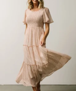 Leilani Tiered Midi Dress | Dusty Pink Floral