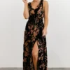BB Custom Dresses Lennon Velvet Maxi Dress | Black Floral